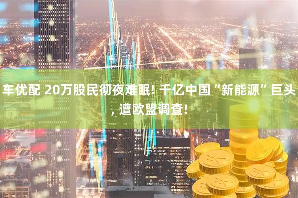 车优配 20万股民彻夜难眠! 千亿中国“新能源”巨头, 遭欧盟调查!