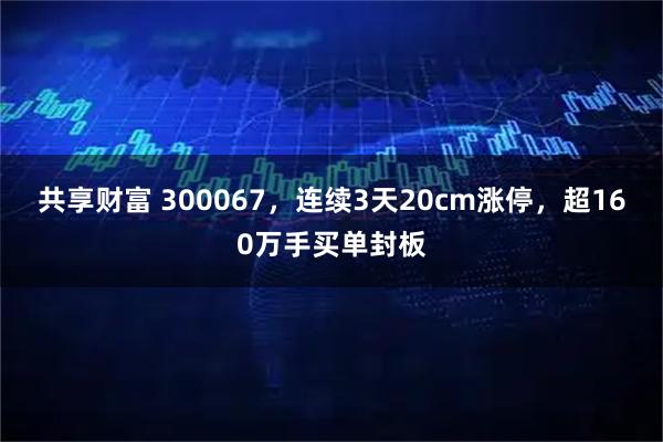 共享财富 300067，连续3天20cm涨停，超160万手买单封板